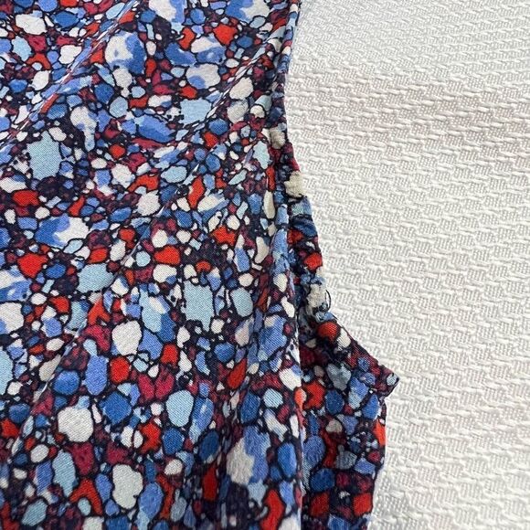 Tory Burch Blue Red Printed Mini Shirt Dress Full Button Front 14 Women - Picture 5 of 10